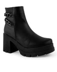 Bota Negro Mujer Tacon Grueso Suela Tratorada Detalle Cadenas 4760088