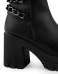 Bota Negro Mujer Tacon Grueso Suela Tratorada Detalle Cadenas 4760088