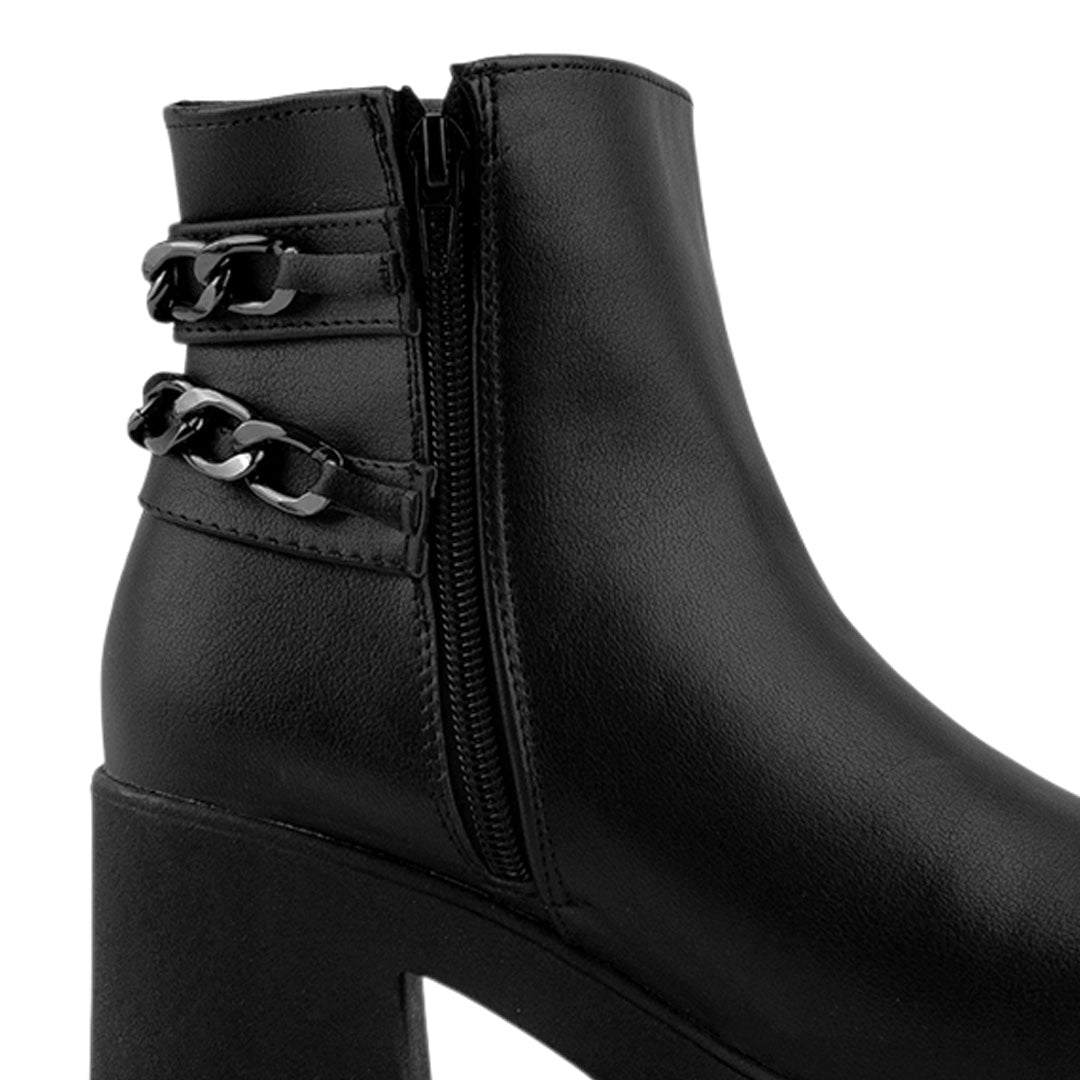 Bota Negro Mujer Tacon Grueso Suela Tratorada Detalle Cadenas 4760088