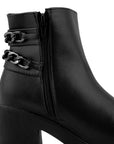 Bota Negro Mujer Tacon Grueso Suela Tratorada Detalle Cadenas 4760088