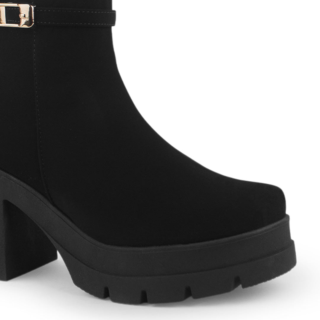 Botines Negro Plataforma Alta Mujer Tacon Ancho Confortable Moda 4760089