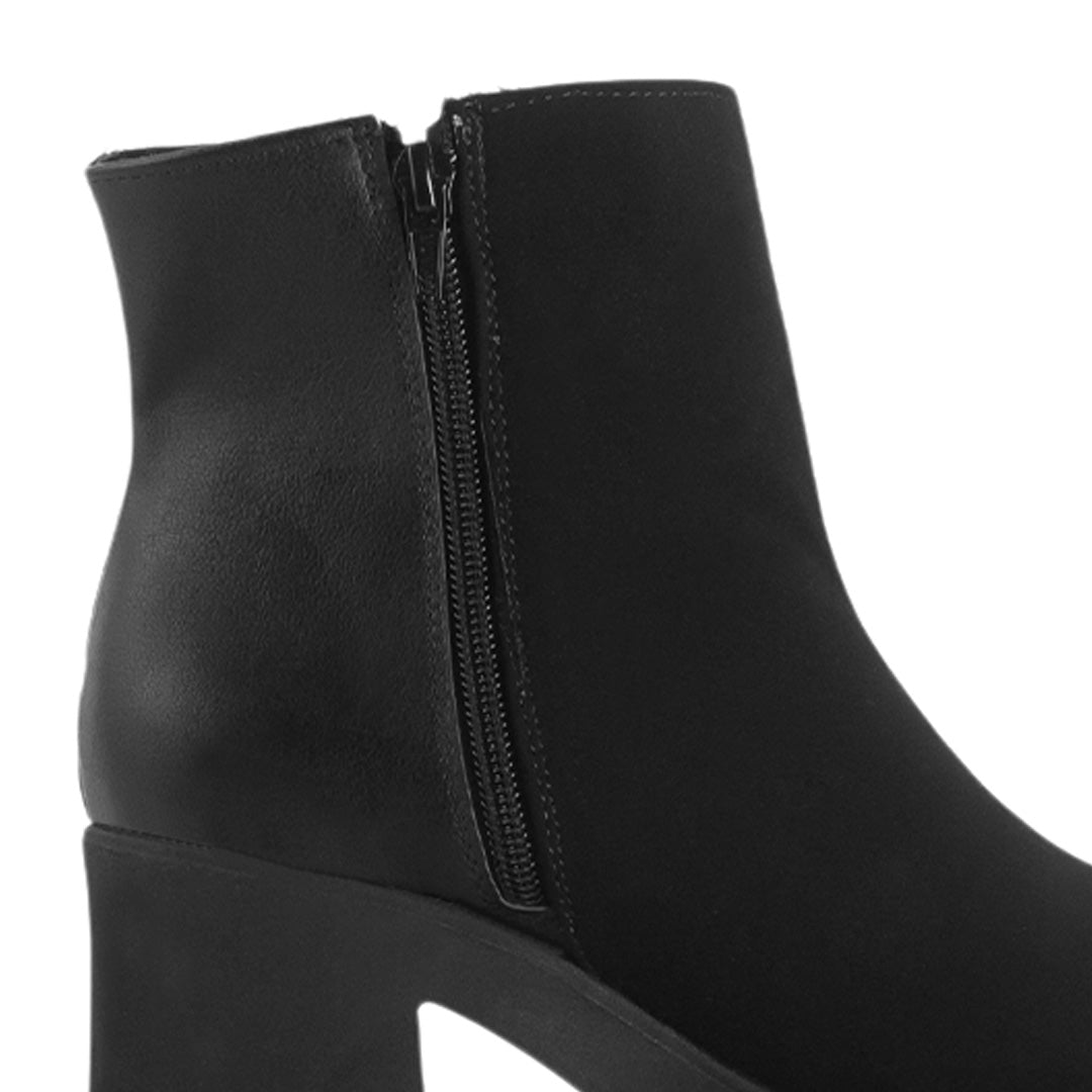 Botin Negro Mujer Casual Cierres Laterales Tacon Grueso Moda 4760092