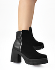 Botin Negro Mujer Casual Cierres Laterales Tacon Grueso Moda 4760092