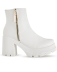 Botin Beige Mujer Casual Cierres Laterales Tacon Grueso Moda 4760093