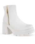 Botin Beige Mujer Casual Cierres Laterales Tacon Grueso Moda 4760093