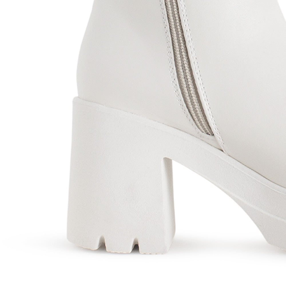 Botin Beige Mujer Casual Cierres Laterales Tacon Grueso Moda 4760093