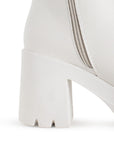 Botin Beige Mujer Casual Cierres Laterales Tacon Grueso Moda 4760093