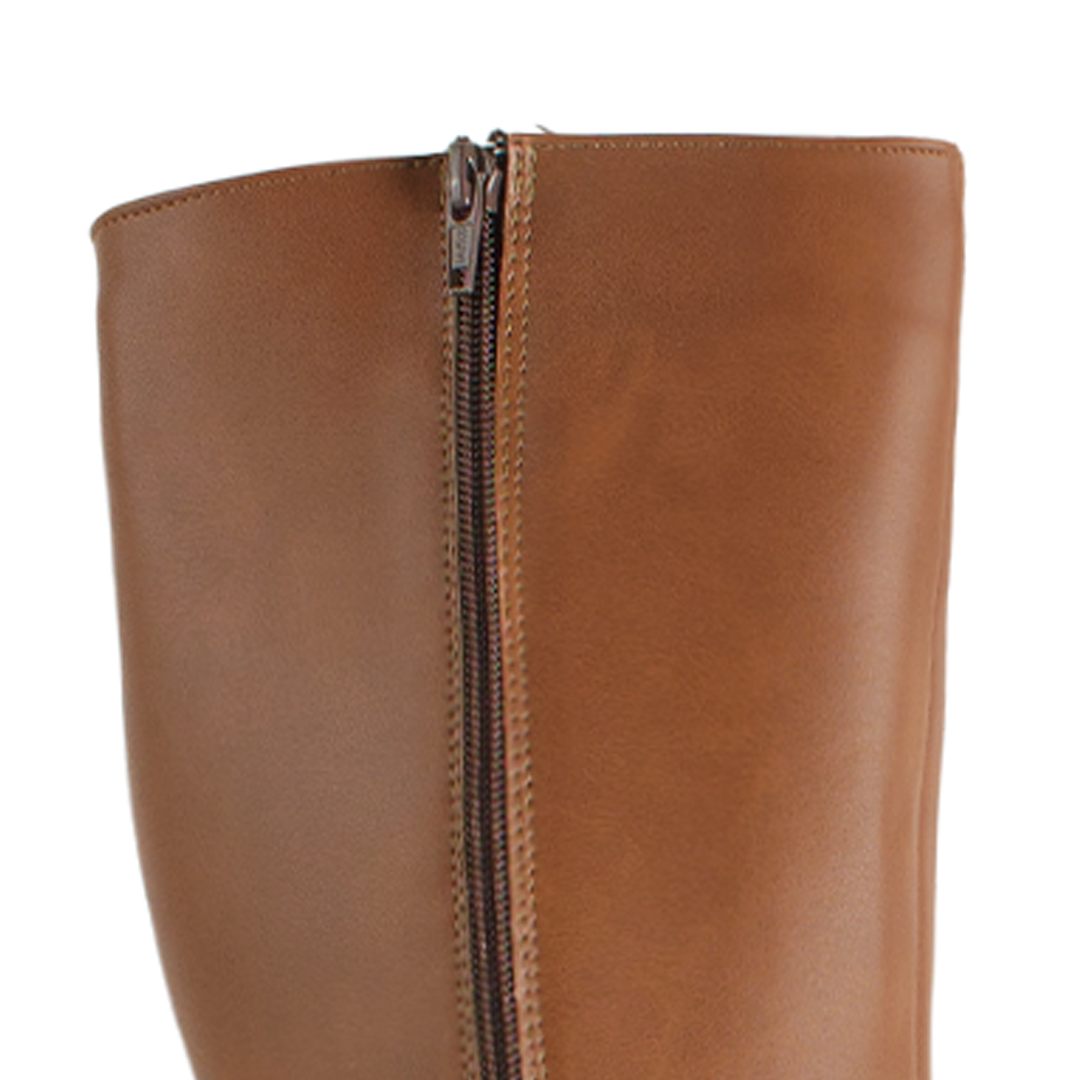 Botas Cafe Mujer Alta Hebilla Casual Tacón Grueso Moda 4760099