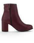 vista superior de botas vino con tacón de 7cm para dama