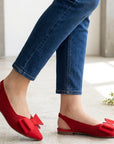 flats rojos modernos con moño de piso para mujer