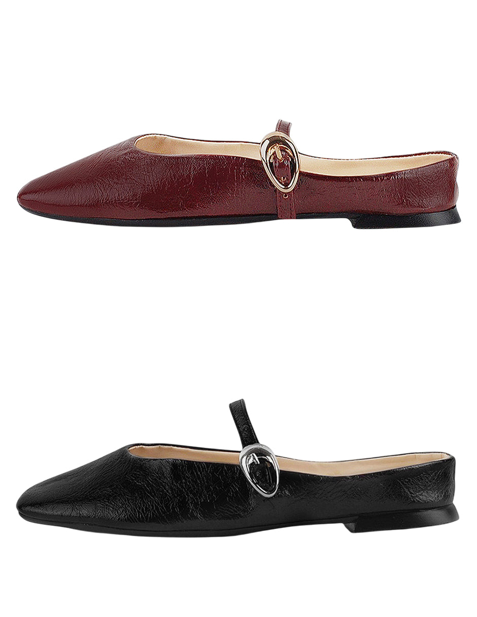 Duo de balerinas tipo mules negras y vino con pulsera decorativa | Mod.340D3051-3052