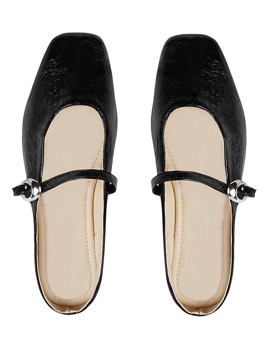 Duo de balerinas tipo mules negras y vino con pulsera decorativa | Mod.340D3051-3052