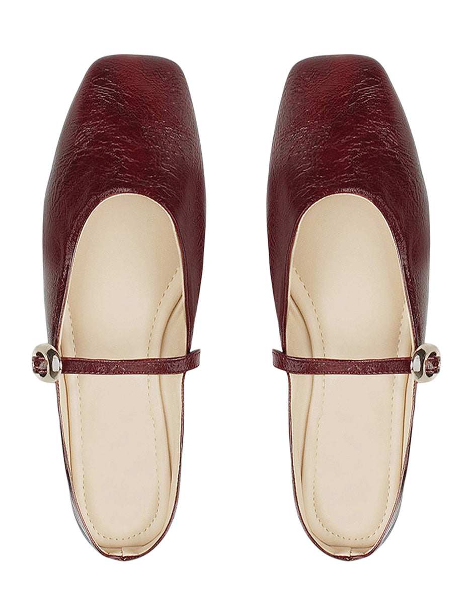Duo de balerinas tipo mules negras y vino con pulsera decorativa | Mod.340D3051-3052