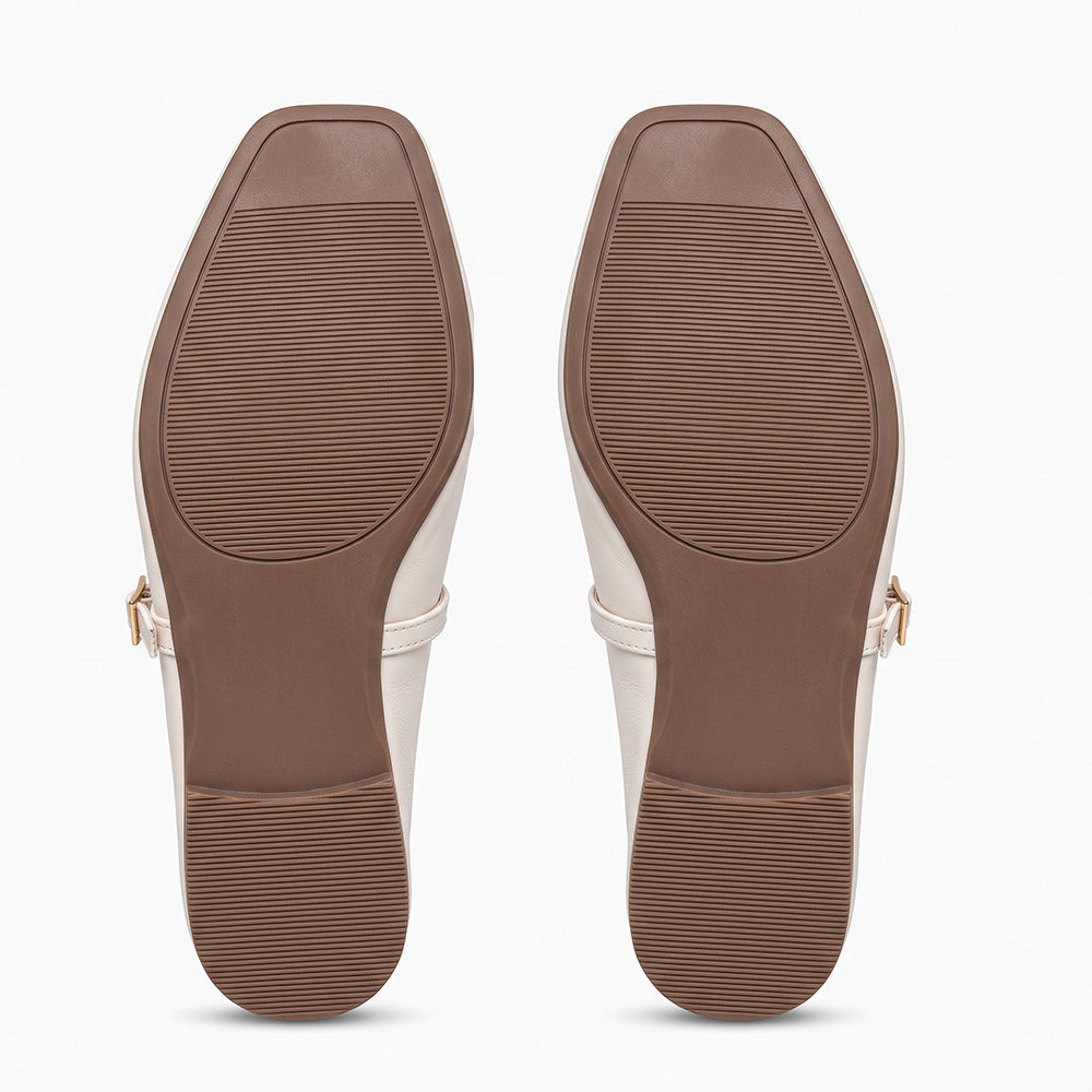 Duo de balerinas tipo mules cafés y beige con pulsera decorativa | Mod.340D3095-3096
