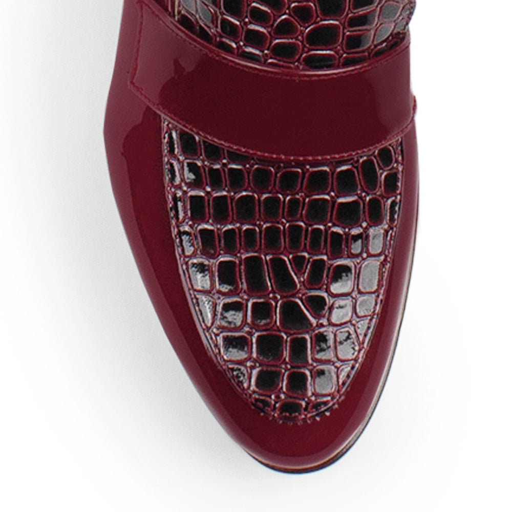 Mocasin Vino Mujer Textura Tacon Bajo Elegante Casual Moda Dama 3510196