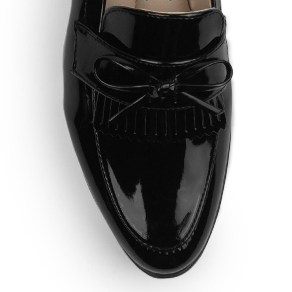 Mocasin Negro De Vestir Para Mujer Con Moño Casual Elegante 3510197