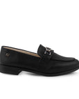 Zapatos Negro Mujer Mocasin Elegante Comodo Herraje Metalico 3510198