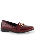 Mocasin Vino Dama Herraje Punta Redonda Casual Moda Zapato Mujer 3510201
