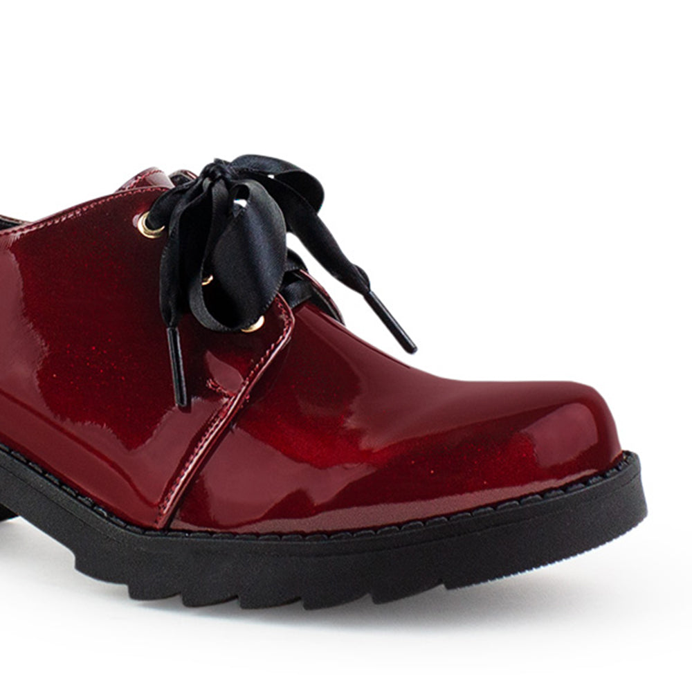 Mocasin Vino Tacon Bajo Con Lazo Decorativo Moda Casual 4290075