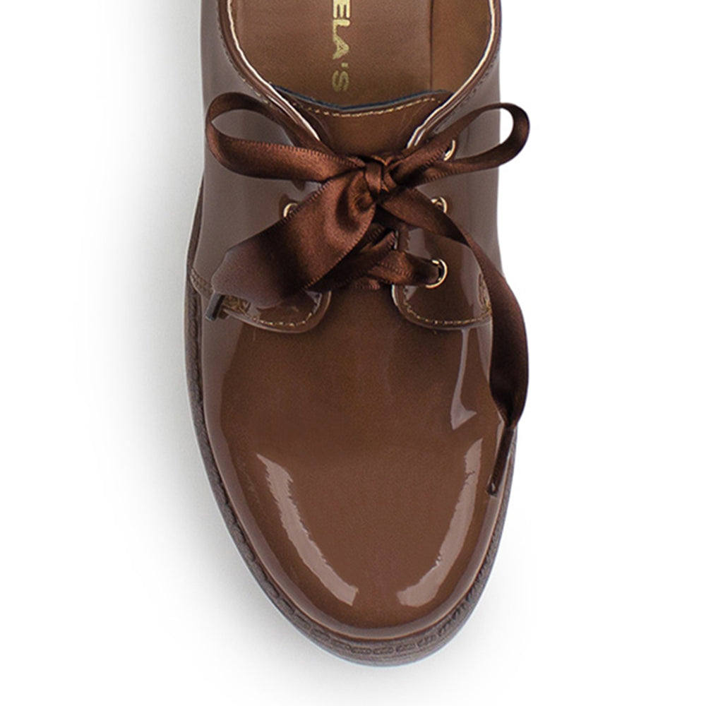 Mocasin Cafe Tacon Bajo Con Lazo Decorativo Moda Casual 4290077