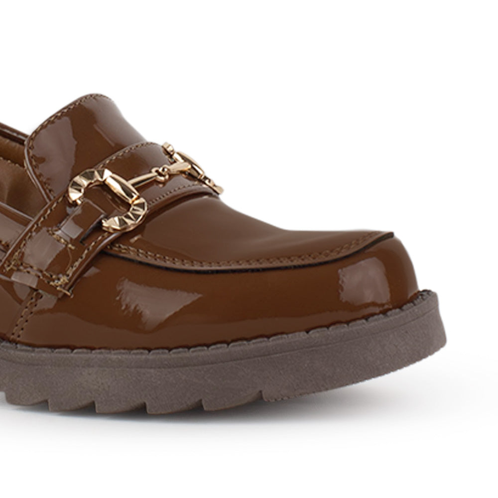 Mocasin Cafe Dama Herraje Moda Casual Zapato Para Mujer Tacon 4290081