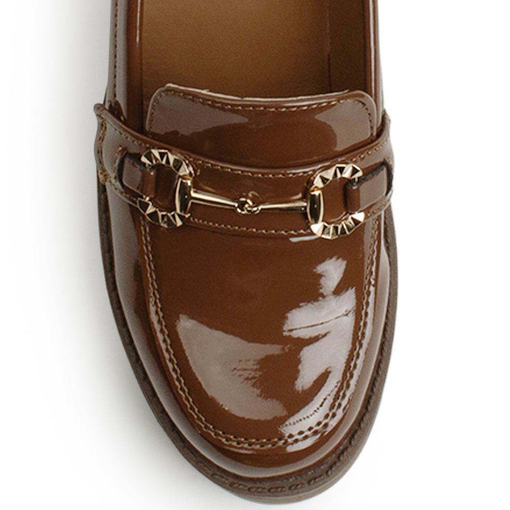 Mocasin Cafe Dama Herraje Moda Casual Zapato Para Mujer Tacon 4290081