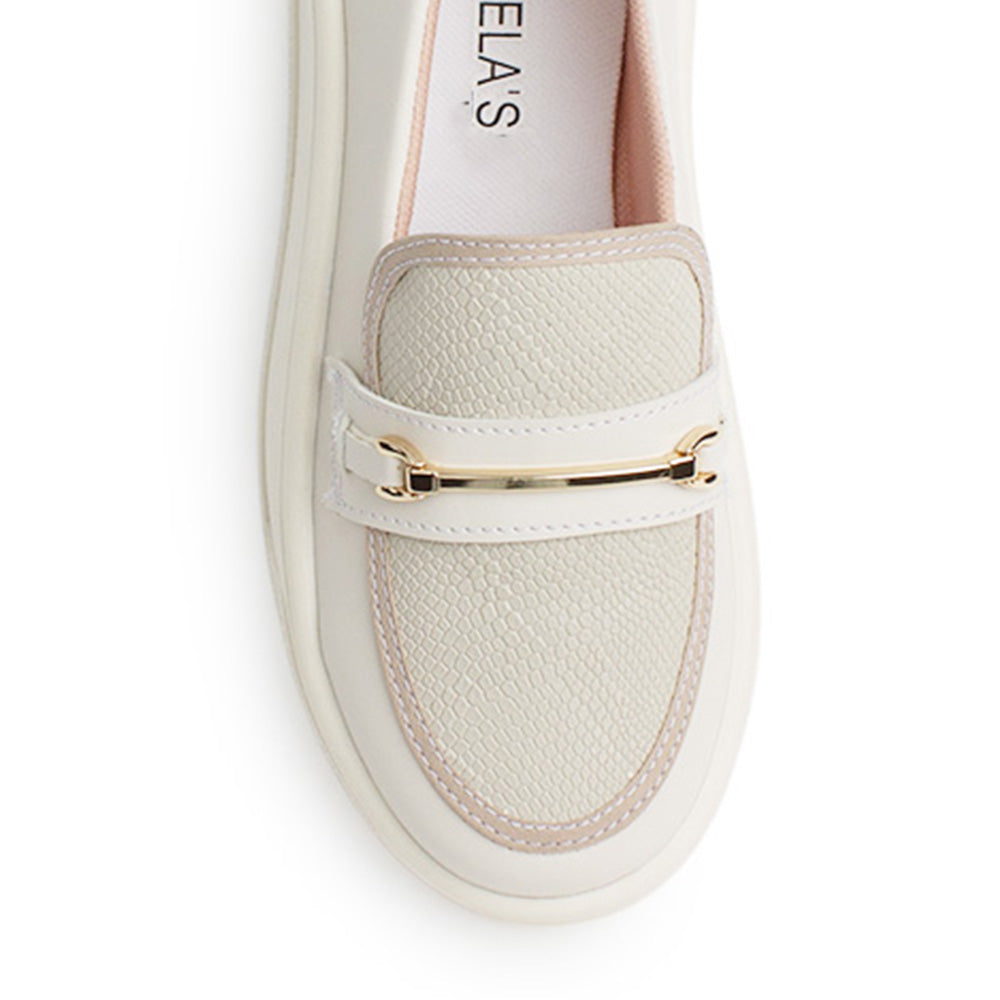 Mocasin Beige Mujer Casual Plataforma Herraje Moda Zapato Dama 4820052