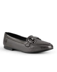 Mocasin Gris Casual Herraje Moda Mujer Plano Zapato Dama Formal 3402866