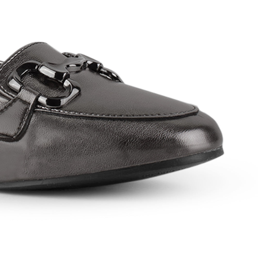 Mocasin Gris Casual Herraje Moda Mujer Plano Zapato Dama Formal 3402866