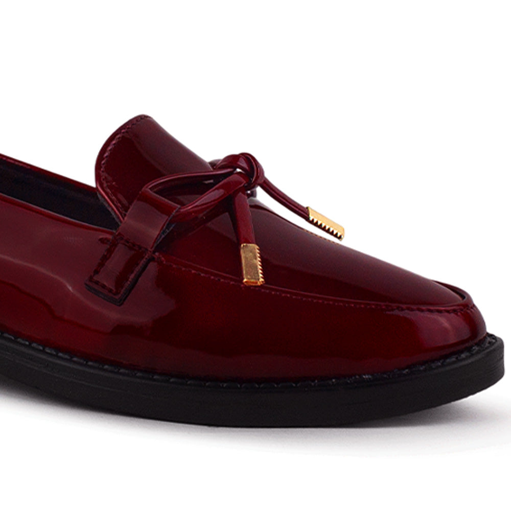 Mocasin Vino Dama Puntal Elegante Moño Zapato Para Mujer 4030123