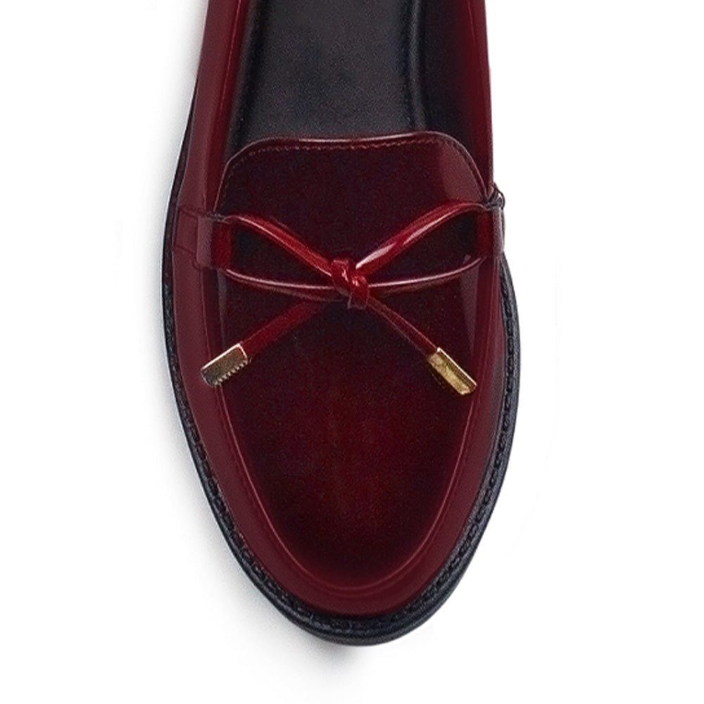 Mocasin Vino Dama Puntal Elegante Moño Zapato Para Mujer 4030123