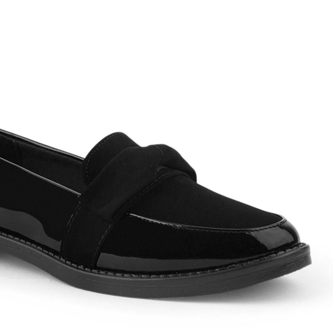 Mocasin Negro Dama Casual Elegante Comodo Moño Moda 4030125