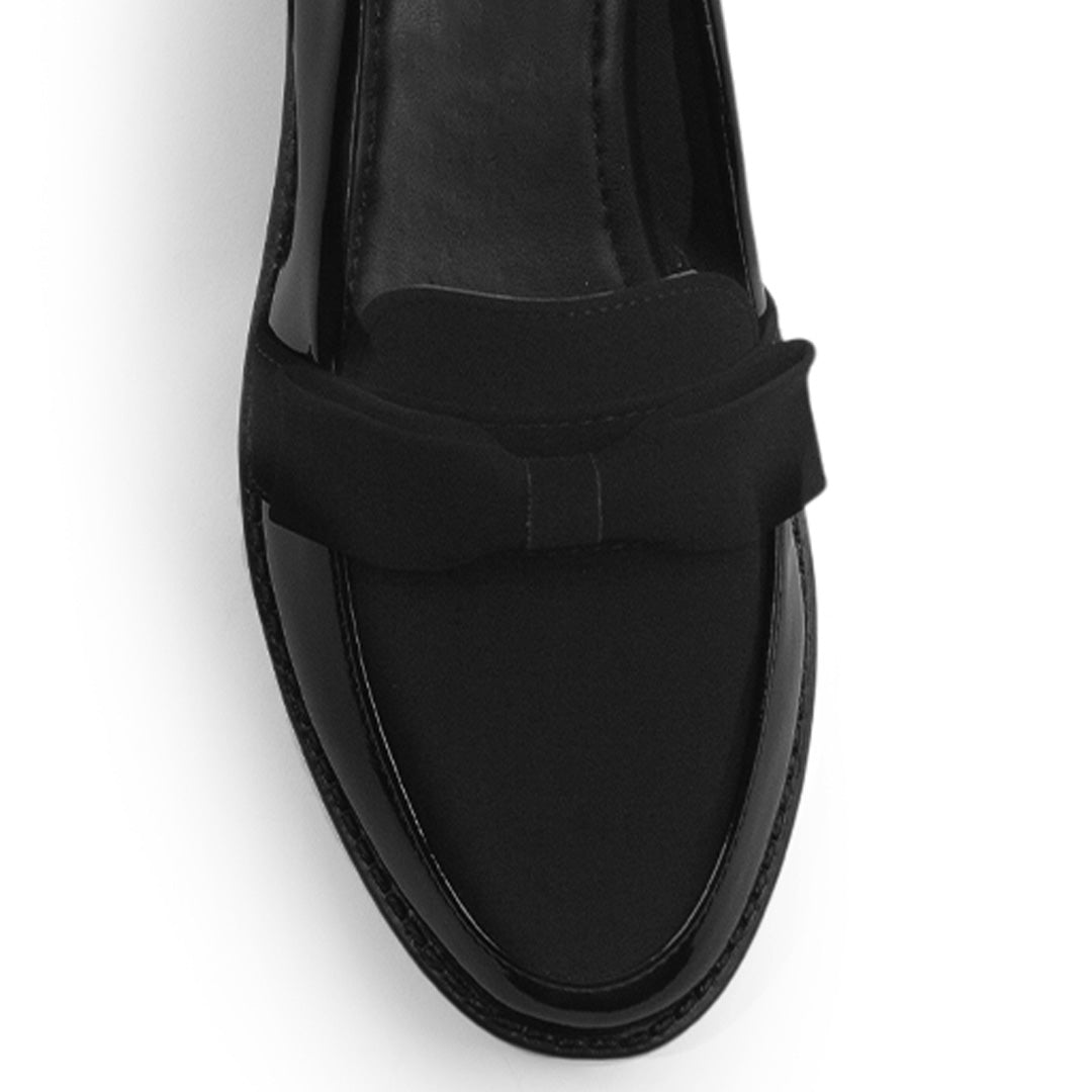 Mocasin Negro Dama Casual Elegante Comodo Moño Moda 4030125