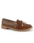 Mocasin Cafe Dama Puntal Elegante Moño Zapato Para Mujer 4030126