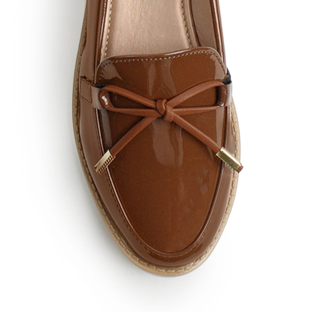 Mocasin Cafe Dama Puntal Elegante Moño Zapato Para Mujer 4030126