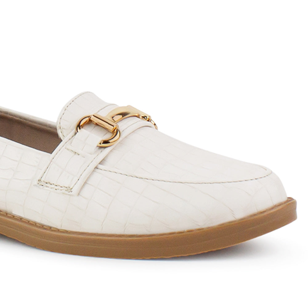 Zapatos Beige Mujer Tipo MocasIn Detalle Dorado Moda 4030131