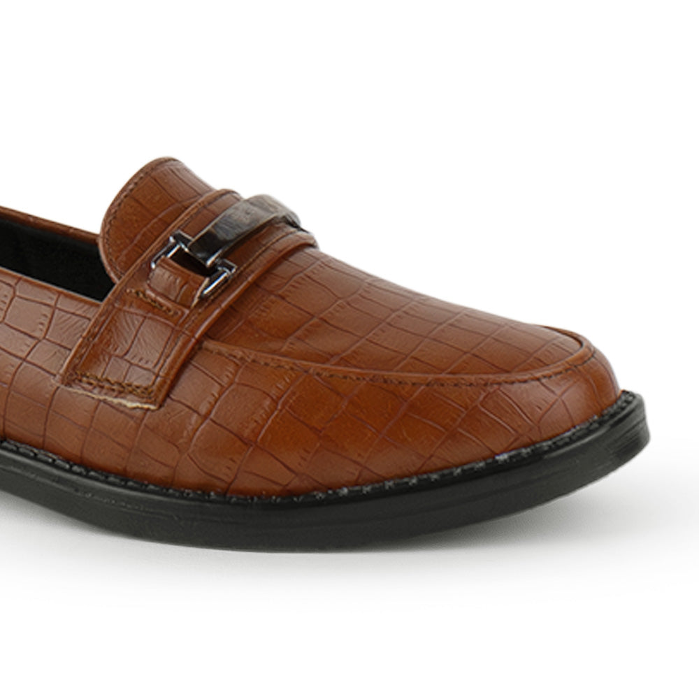 Zapato Cafe Mujer Tipo Mocasin Con Adorno Metalico Tacon Bajo 4030133