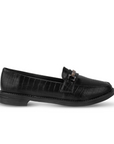 Zapato Negro Mujer Tipo Mocasin Con Adorno Metalico Tacon Bajo 4030134