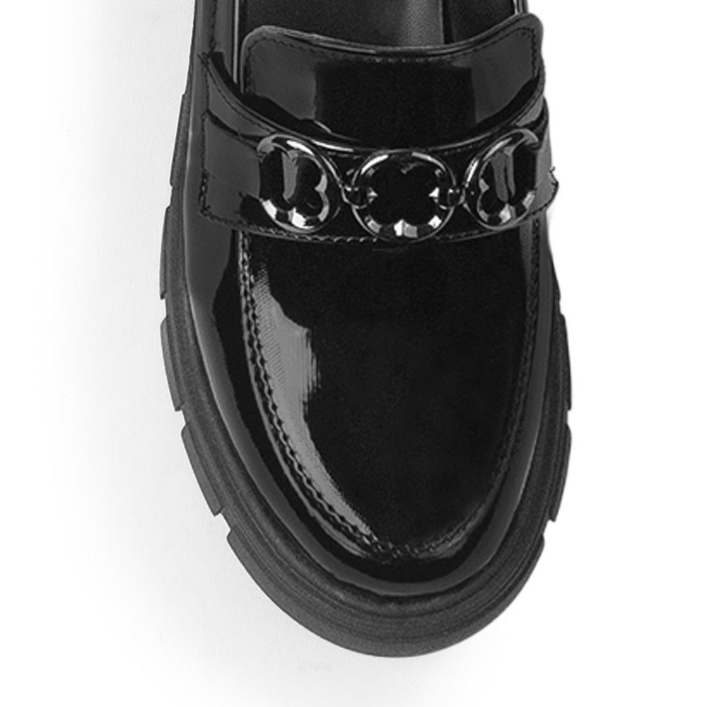 Mocasines Negro Mujer Herraje Casual Cómodo Suela Chunky4760094