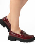 Mocasines Vino Mujer Herraje Casual Cómodo Suela Chunky 4760095