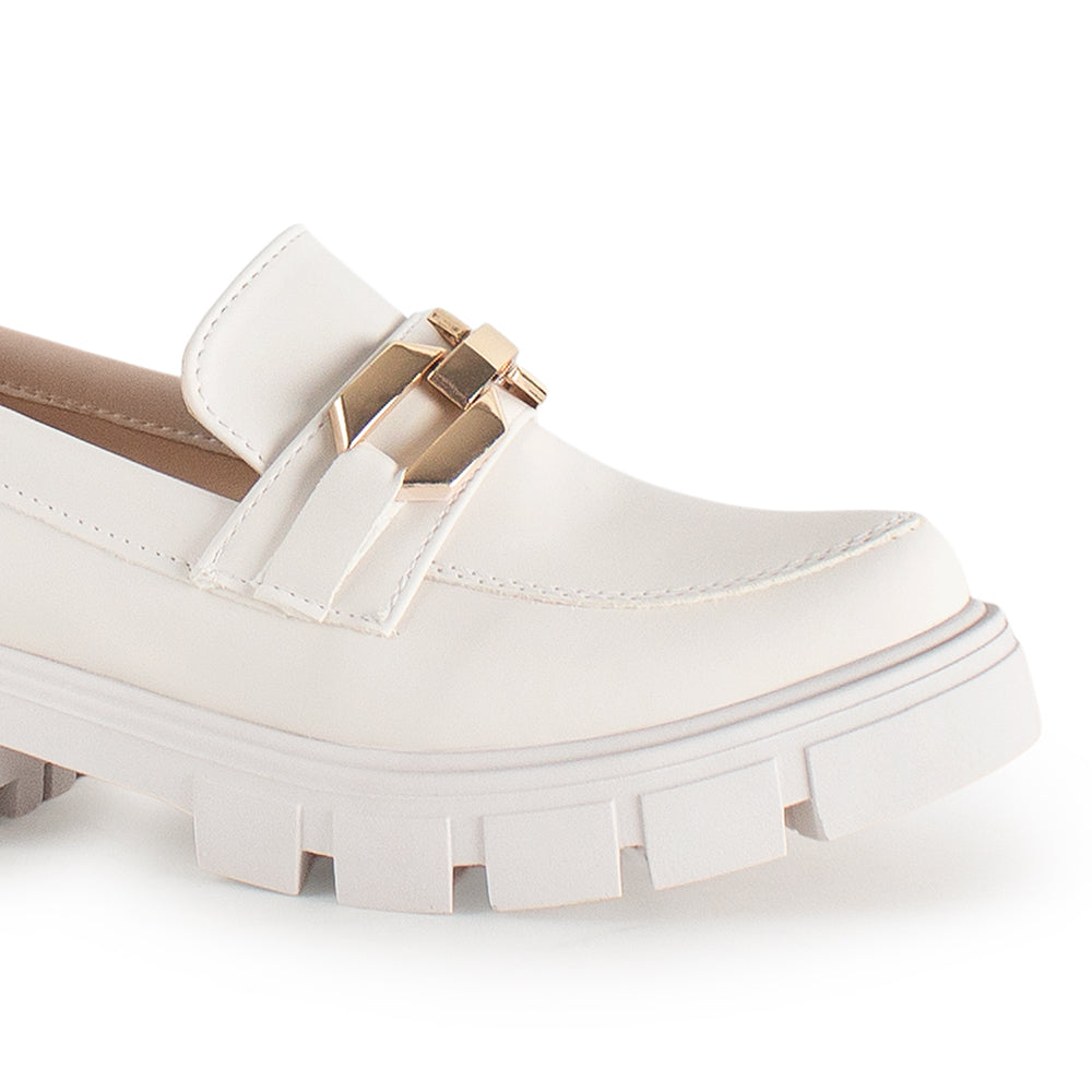 Mocasines Beige Dama Herraje Plataforma Baja Comodo Casual 4760096
