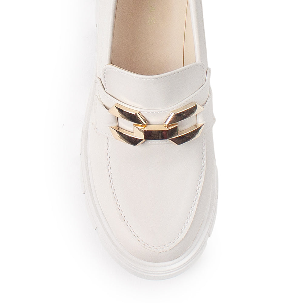 Mocasines Beige Dama Herraje Plataforma Baja Comodo Casual 4760096