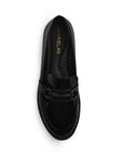 Mocasin Negro Dama Elegante Herraje Adorno Suela Chunky 2880124