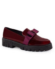 Zapato Vino Para Mujer Casual Mocasin Moño Moda Formal 2880126