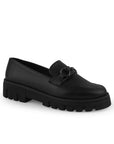 Mocasin Negro Dama Elegante Herraje Adorno Suela Chunky 2880127