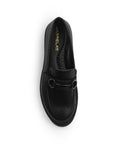 Mocasin Negro Dama Elegante Herraje Adorno Suela Chunky 2880127