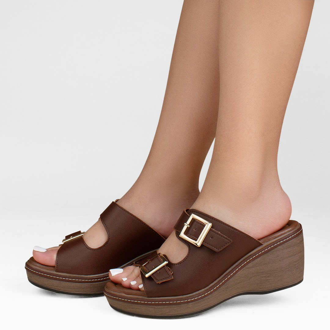 Plataforma Cafe Alta Mujer Casual Moda Dos Correas Ajustables 4910041