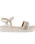 Sandalia Beige Plataforma Baja Mujer Pulsera Pedreria Moda Casual 3402988