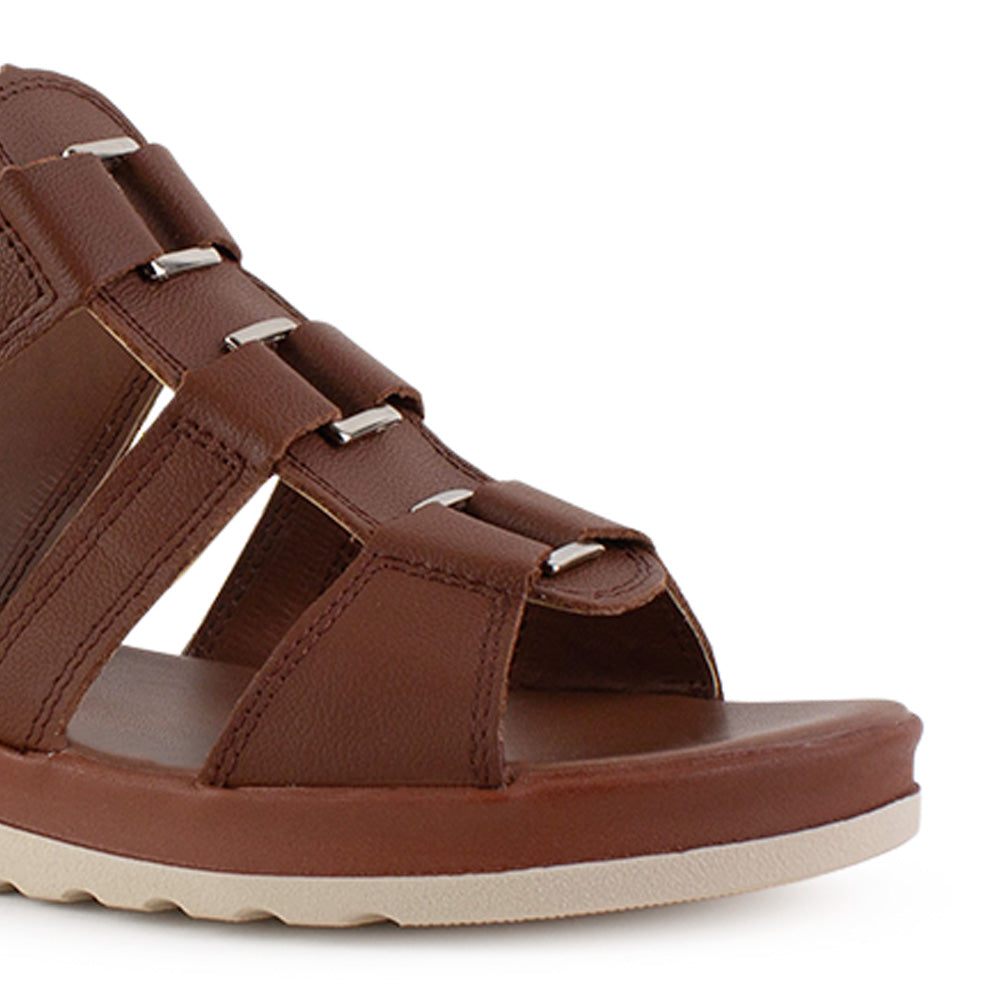 Sandalia Cafe Mujer Plataforma Baja Casual Tiras Resorte Moda 4810075