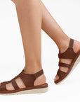 Sandalia Cafe Mujer Plataforma Baja Casual Tiras Resorte Moda 4810075